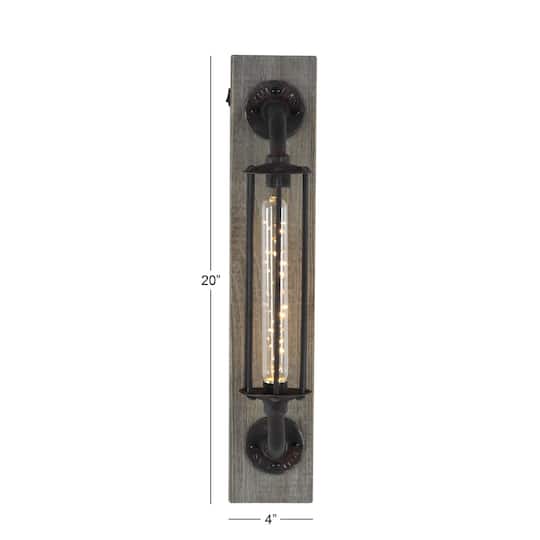 20" Black Iron Industrial LED Wall Sconce